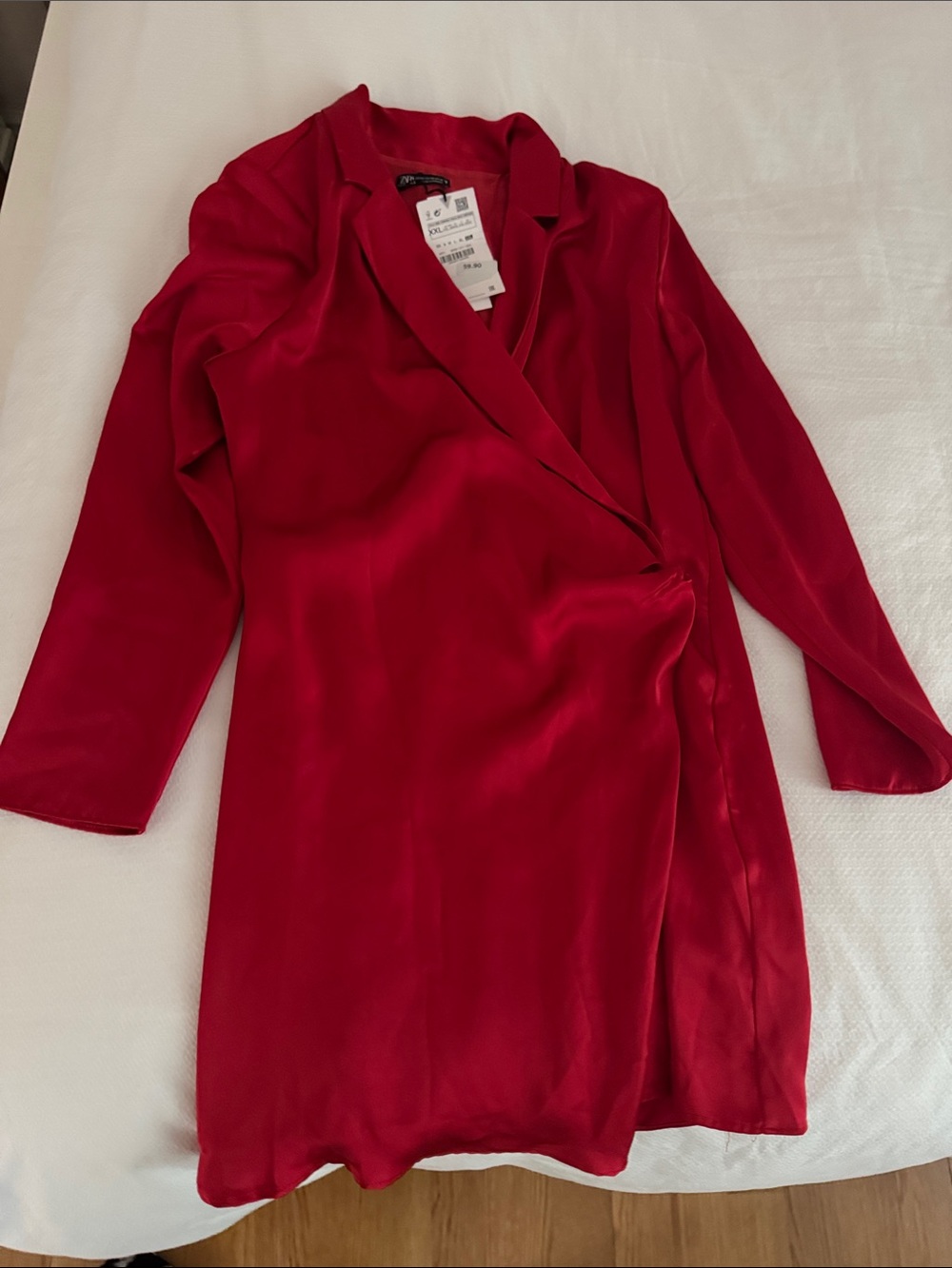 Zara Red Satin Mini Wrap Dress